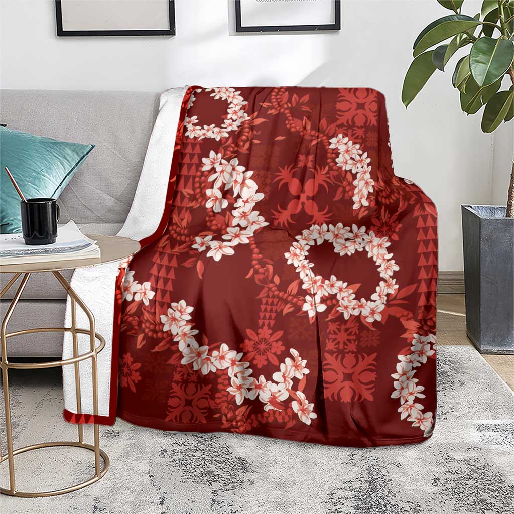 Mokihana Maile and Ilima Leis Blanket Ulaʻula Hawaiian Tapa Quilt Pattern - Polynesian Pride