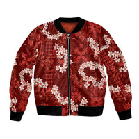 Mokihana Maile and Ilima Leis Bomber Jacket Ulaʻula Hawaiian Tapa Quilt Pattern - Polynesian Pride