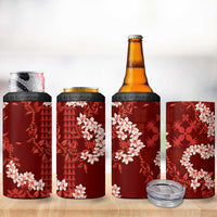 Mokihana Maile and Ilima Leis 4 in 1 Can Cooler Tumbler Ulaʻula Hawaiian Tapa Quilt Pattern - Polynesian Pride