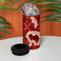 Mokihana Maile and Ilima Leis 4 in 1 Can Cooler Tumbler Ulaʻula Hawaiian Tapa Quilt Pattern - Polynesian Pride