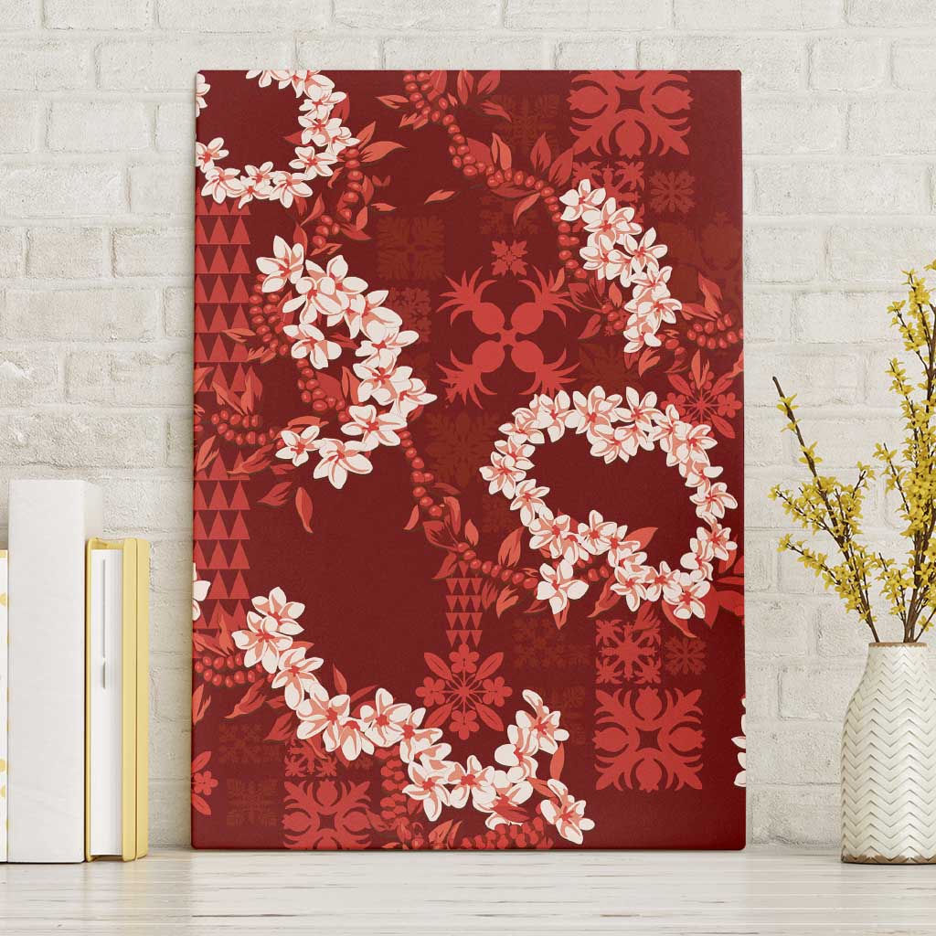 Mokihana Maile and Ilima Leis Canvas Wall Art Ulaʻula Hawaiian Tapa Quilt Pattern - Polynesian Pride