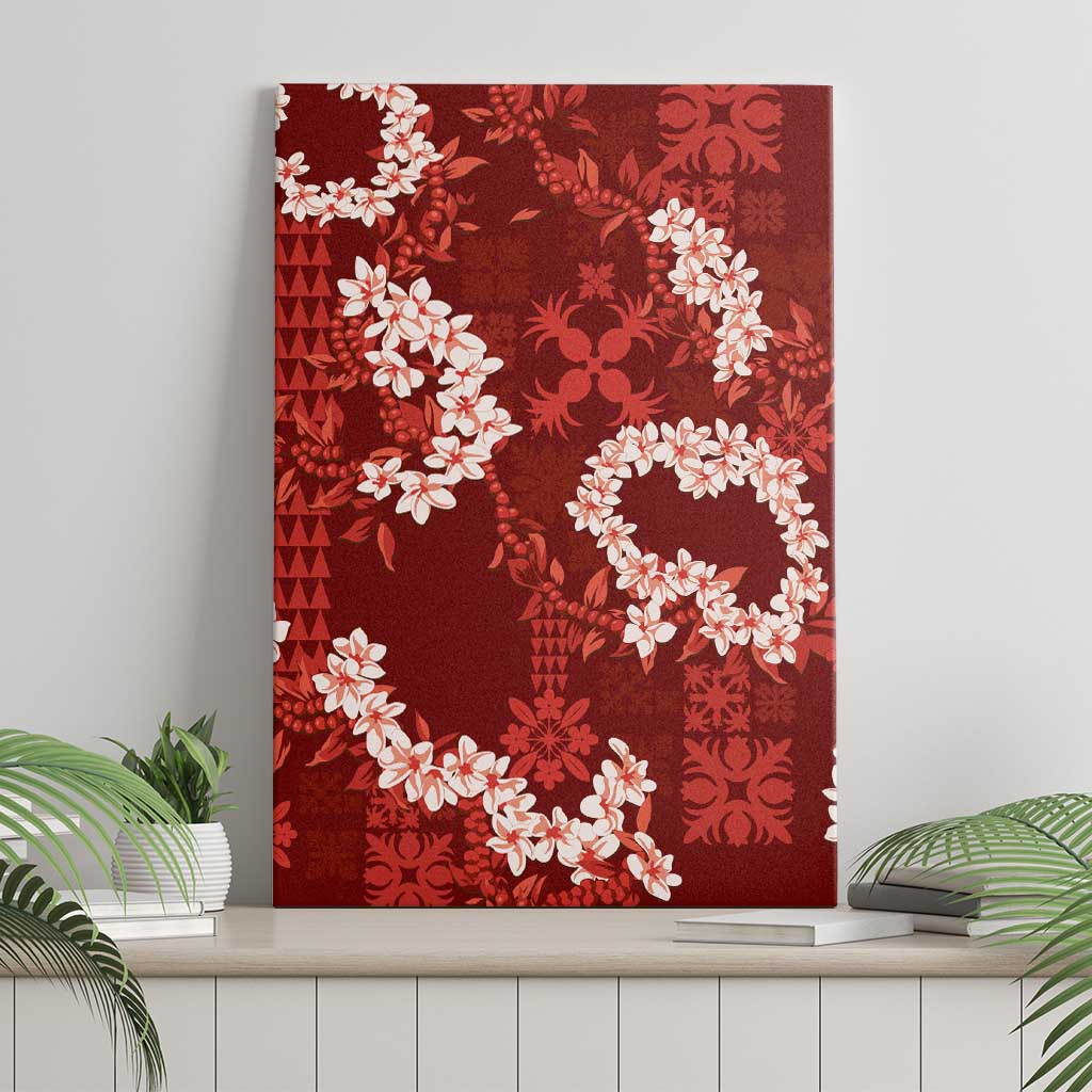 Mokihana Maile and Ilima Leis Canvas Wall Art Ulaʻula Hawaiian Tapa Quilt Pattern - Polynesian Pride