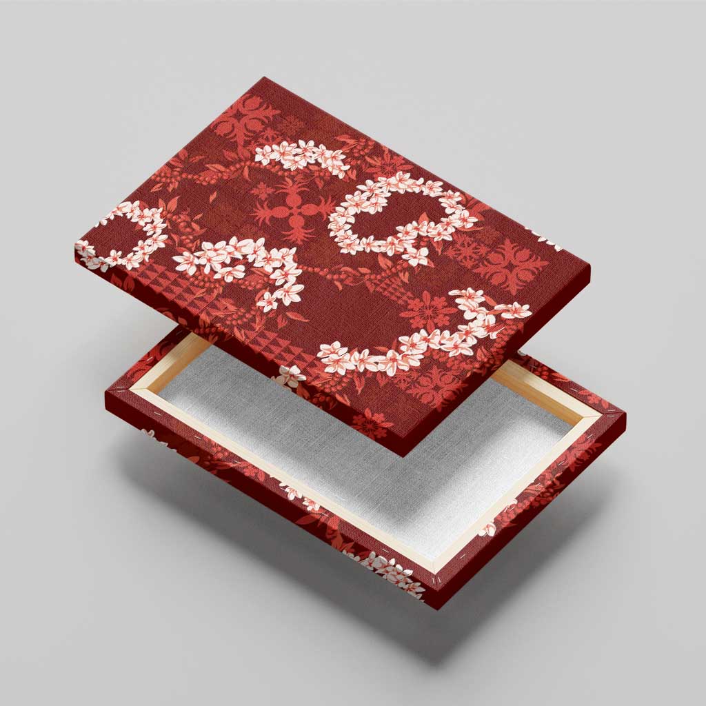 Mokihana Maile and Ilima Leis Canvas Wall Art Ulaʻula Hawaiian Tapa Quilt Pattern - Polynesian Pride