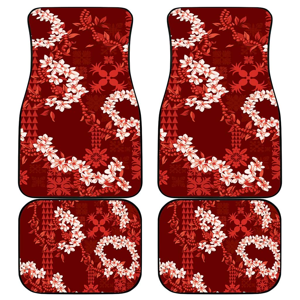 Mokihana Maile and Ilima Leis Car Mats Ulaʻula Hawaiian Tapa Quilt Pattern - Polynesian Pride
