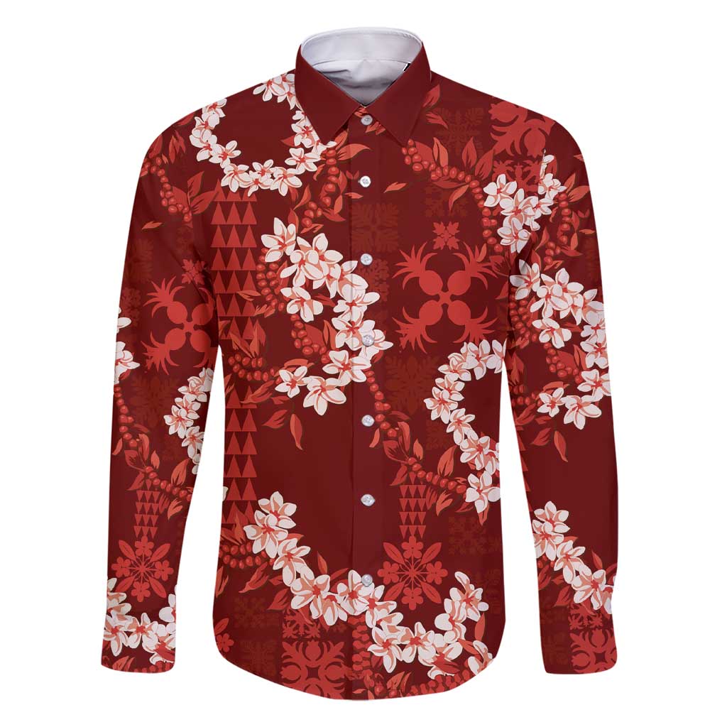 Mokihana Maile and Ilima Leis Family Matching Short Sleeve Bodycon Dress and Hawaiian Shirt Ulaʻula Hawaiian Tapa Quilt Pattern - Polynesian Pride