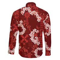 Mokihana Maile and Ilima Leis Family Matching Short Sleeve Bodycon Dress and Hawaiian Shirt Ulaʻula Hawaiian Tapa Quilt Pattern - Polynesian Pride