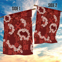 Mokihana Maile and Ilima Leis Garden Flag Ulaʻula Hawaiian Tapa Quilt Pattern - Polynesian Pride