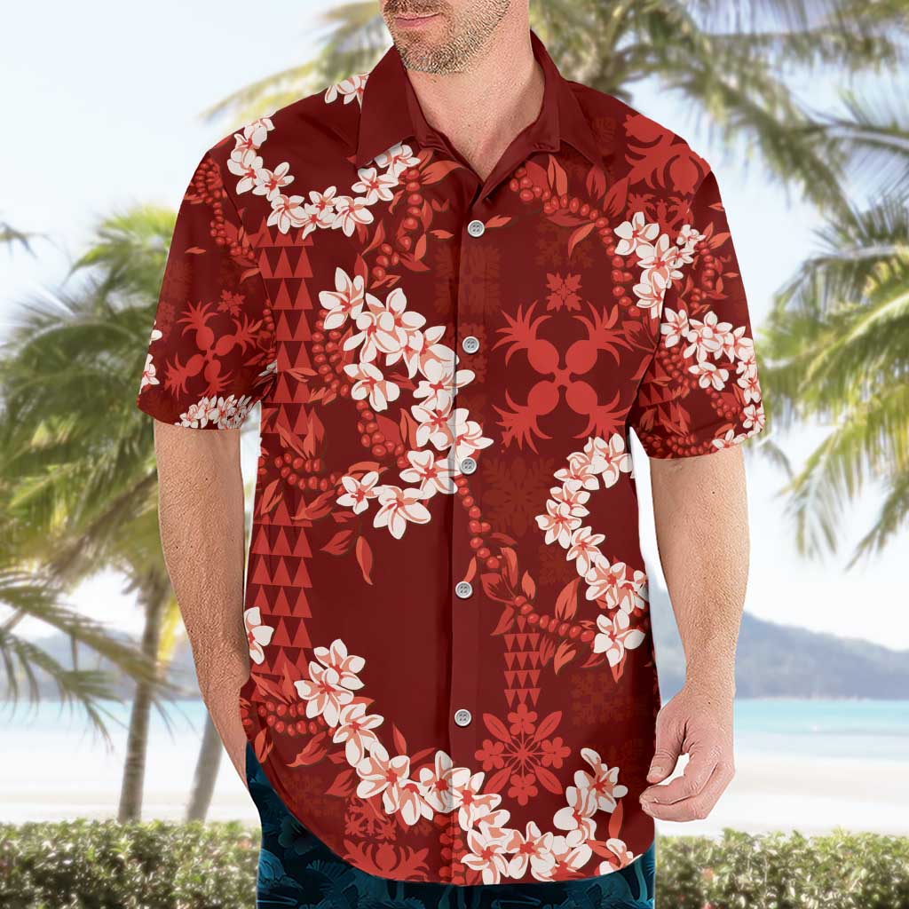 Mokihana Maile and Ilima Leis Hawaiian Shirt Ulaʻula Hawaiian Tapa Quilt Pattern - Polynesian Pride