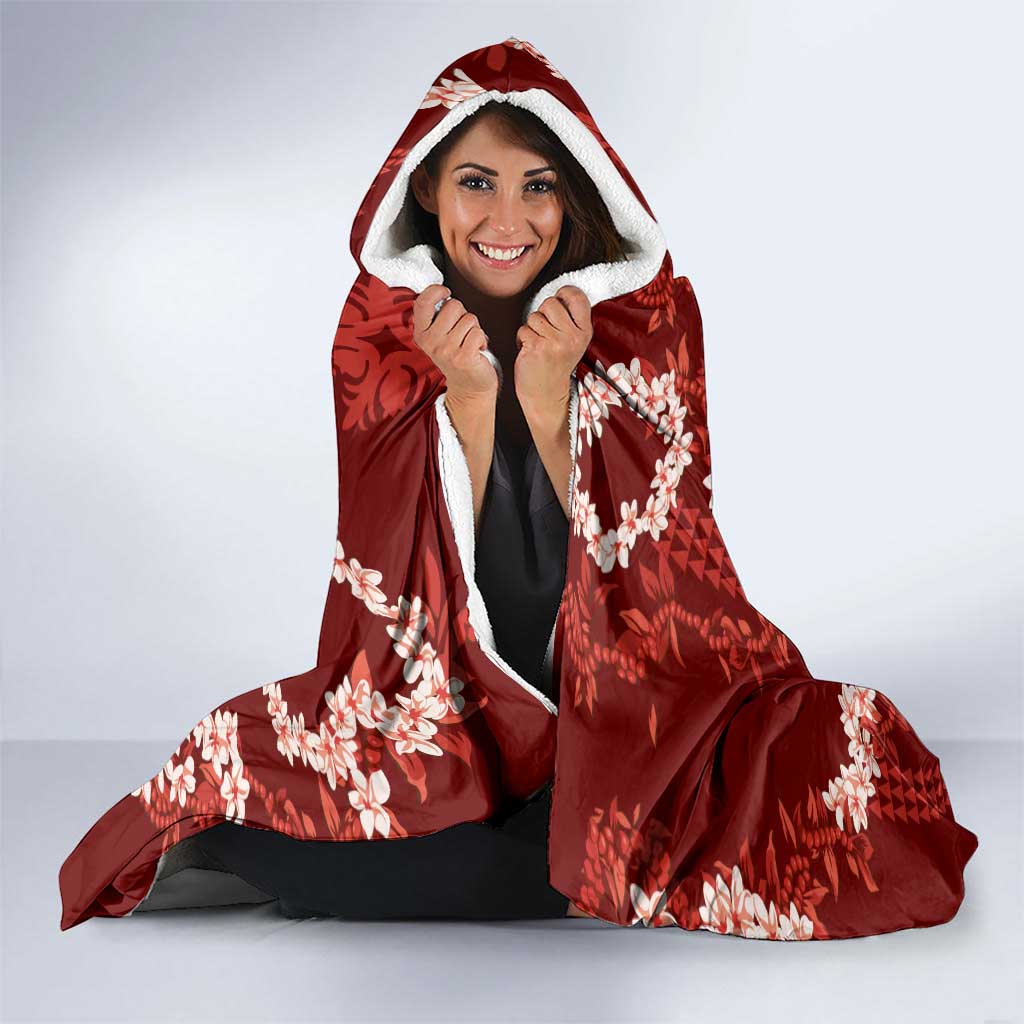Mokihana Maile and Ilima Leis Hooded Blanket Ulaʻula Hawaiian Tapa Quilt Pattern - Polynesian Pride