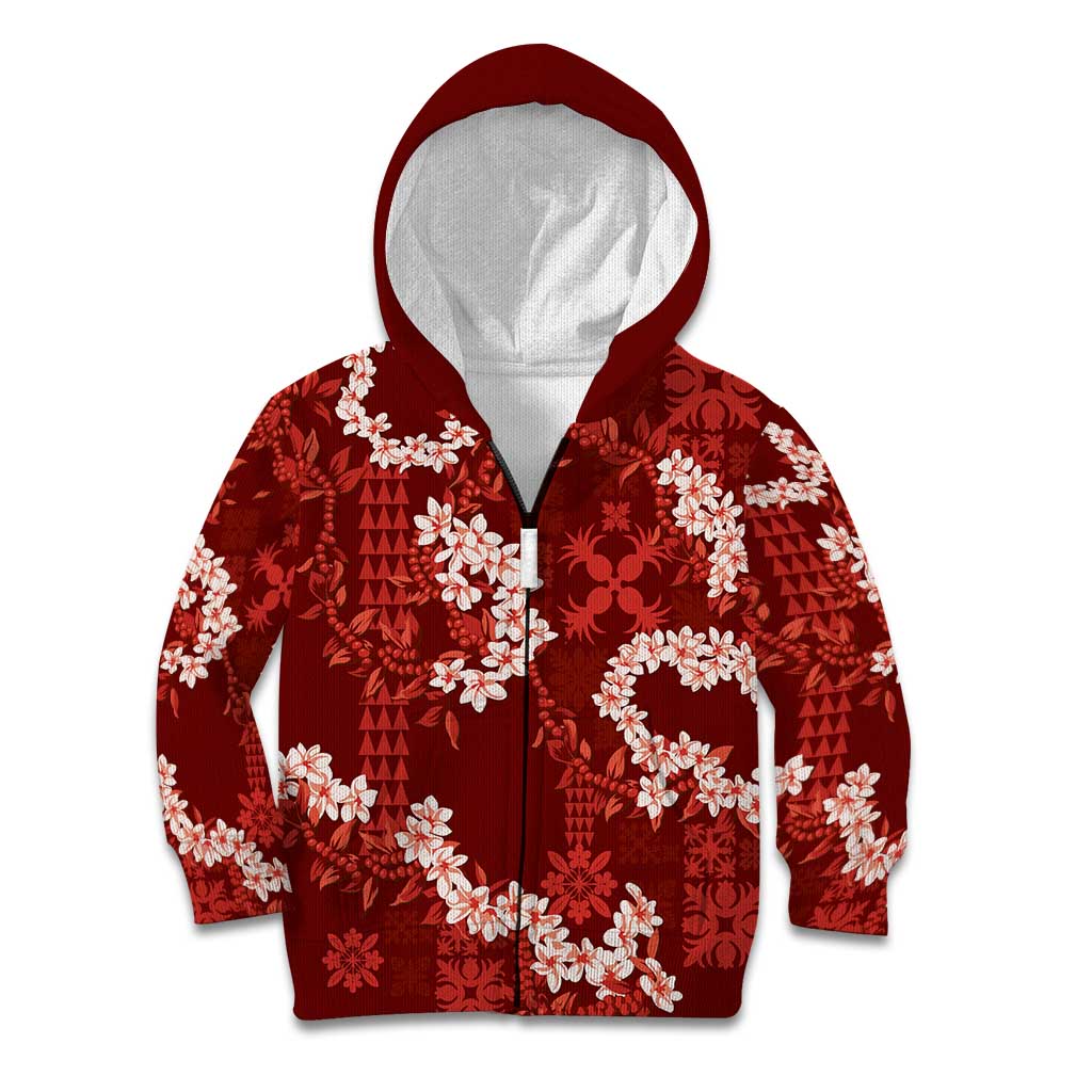Mokihana Maile and Ilima Leis Kid Hoodie Ulaʻula Hawaiian Tapa Quilt Pattern - Polynesian Pride