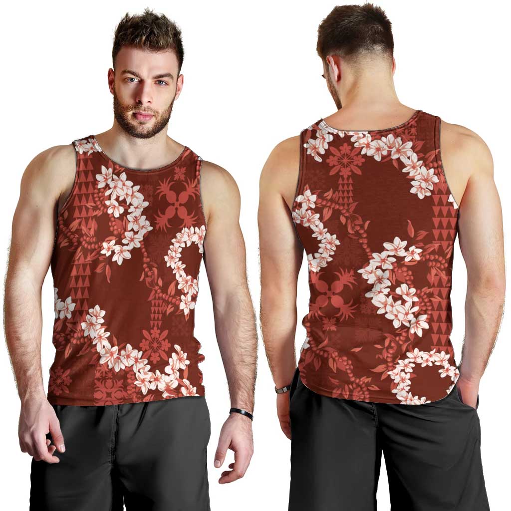 Mokihana Maile and Ilima Leis Men Tank Top Ulaʻula Hawaiian Tapa Quilt Pattern - Polynesian Pride