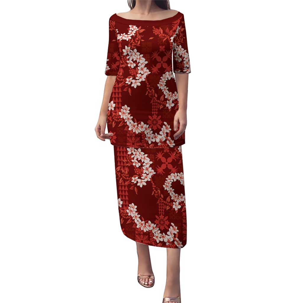 Mokihana Maile and Ilima Leis Puletasi Ulaʻula Hawaiian Tapa Quilt Pattern - Polynesian Pride