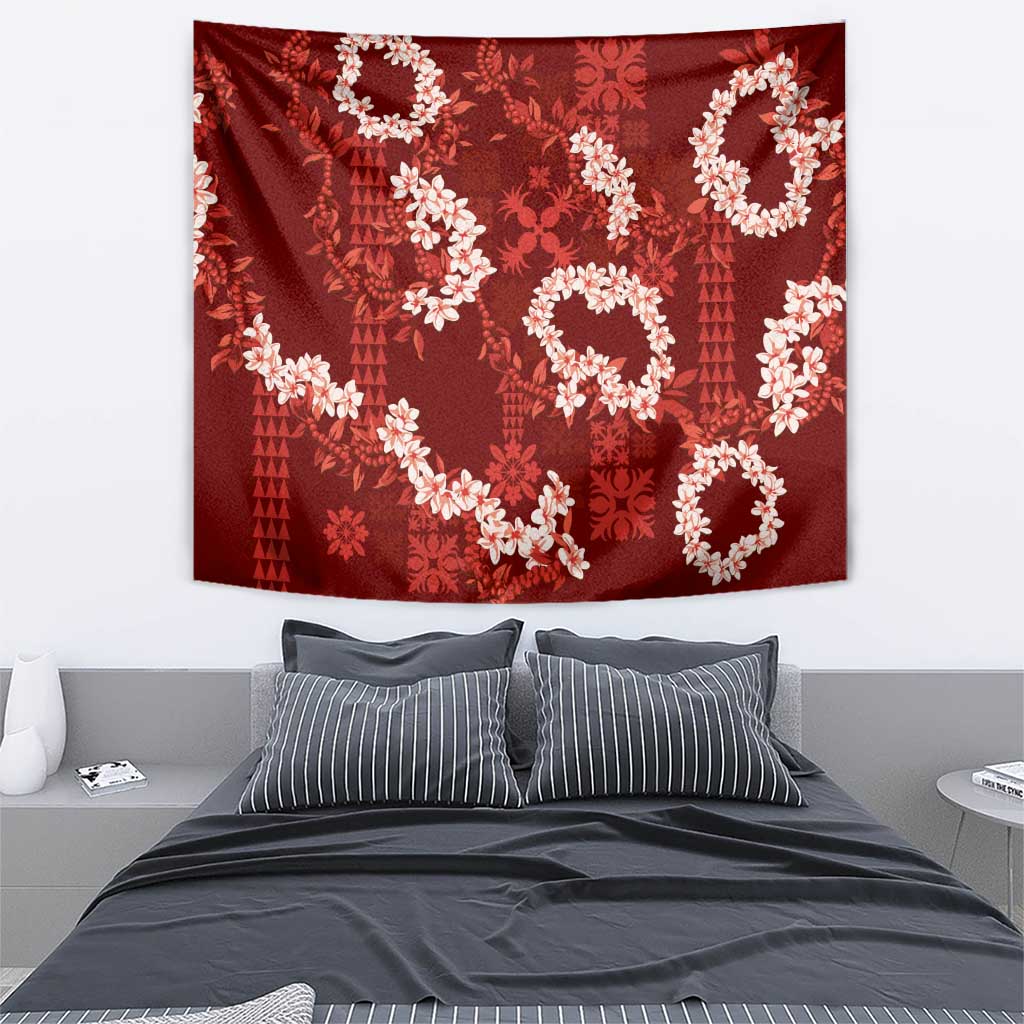 Mokihana Maile and Ilima Leis Tapestry Ulaʻula Hawaiian Tapa Quilt Pattern - Polynesian Pride