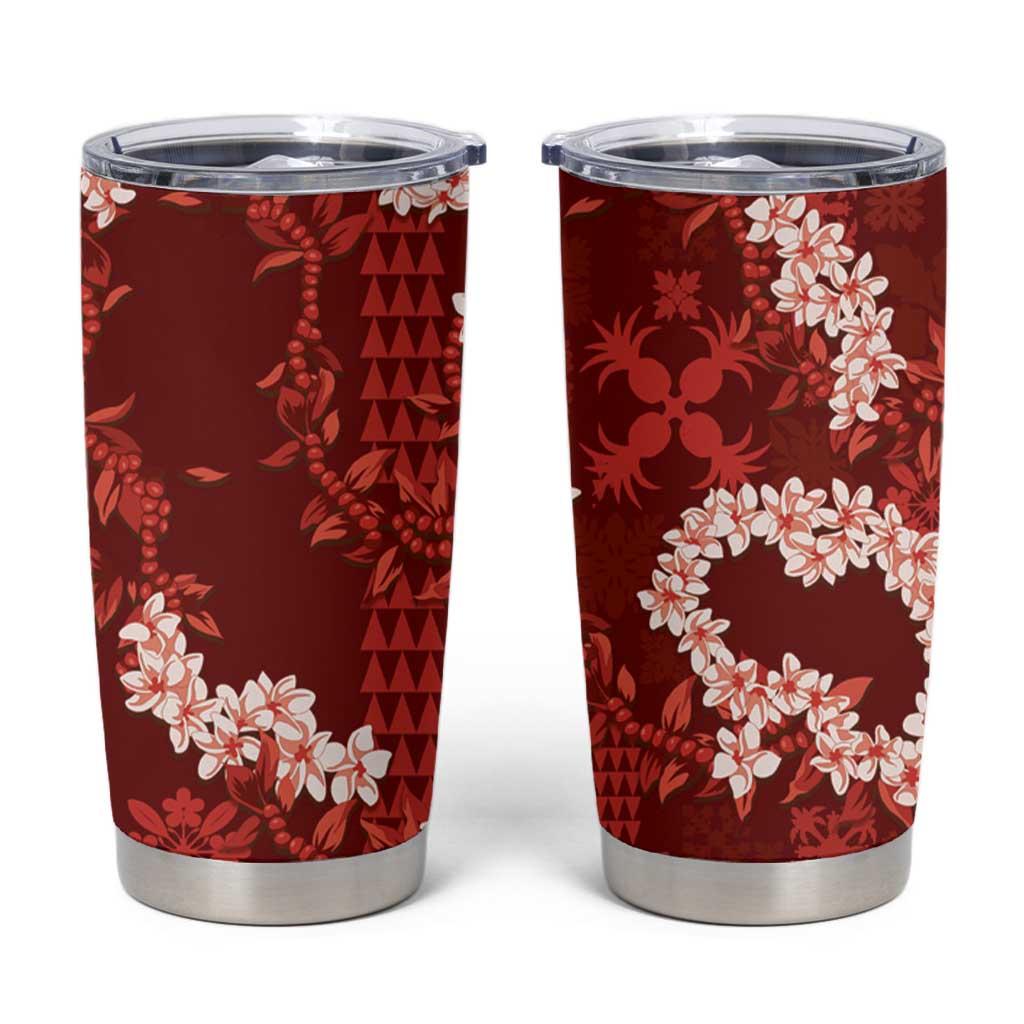 Mokihana Maile and Ilima Leis Tumbler Cup Ulaʻula Hawaiian Tapa Quilt Pattern - Polynesian Pride