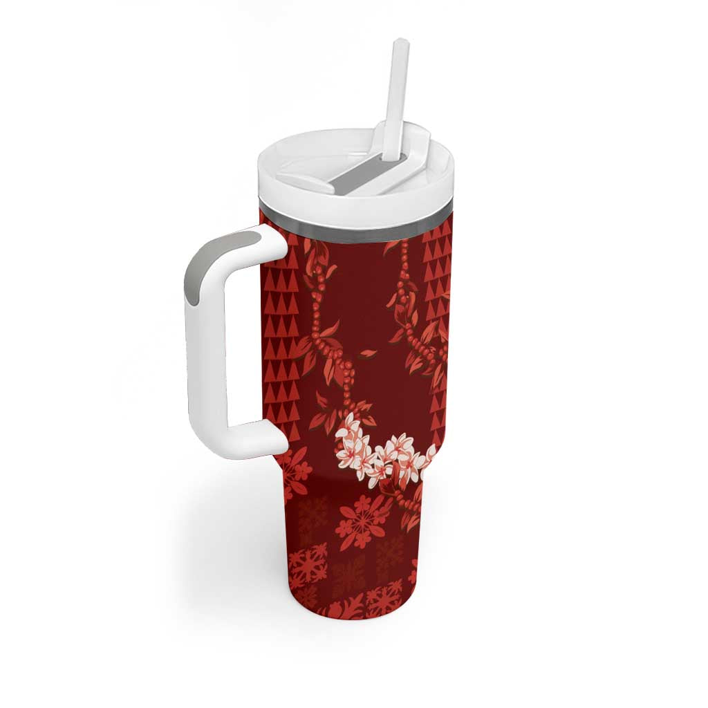 Mokihana Maile and Ilima Leis Tumbler With Handle Ulaʻula Hawaiian Tapa Quilt Pattern - Polynesian Pride