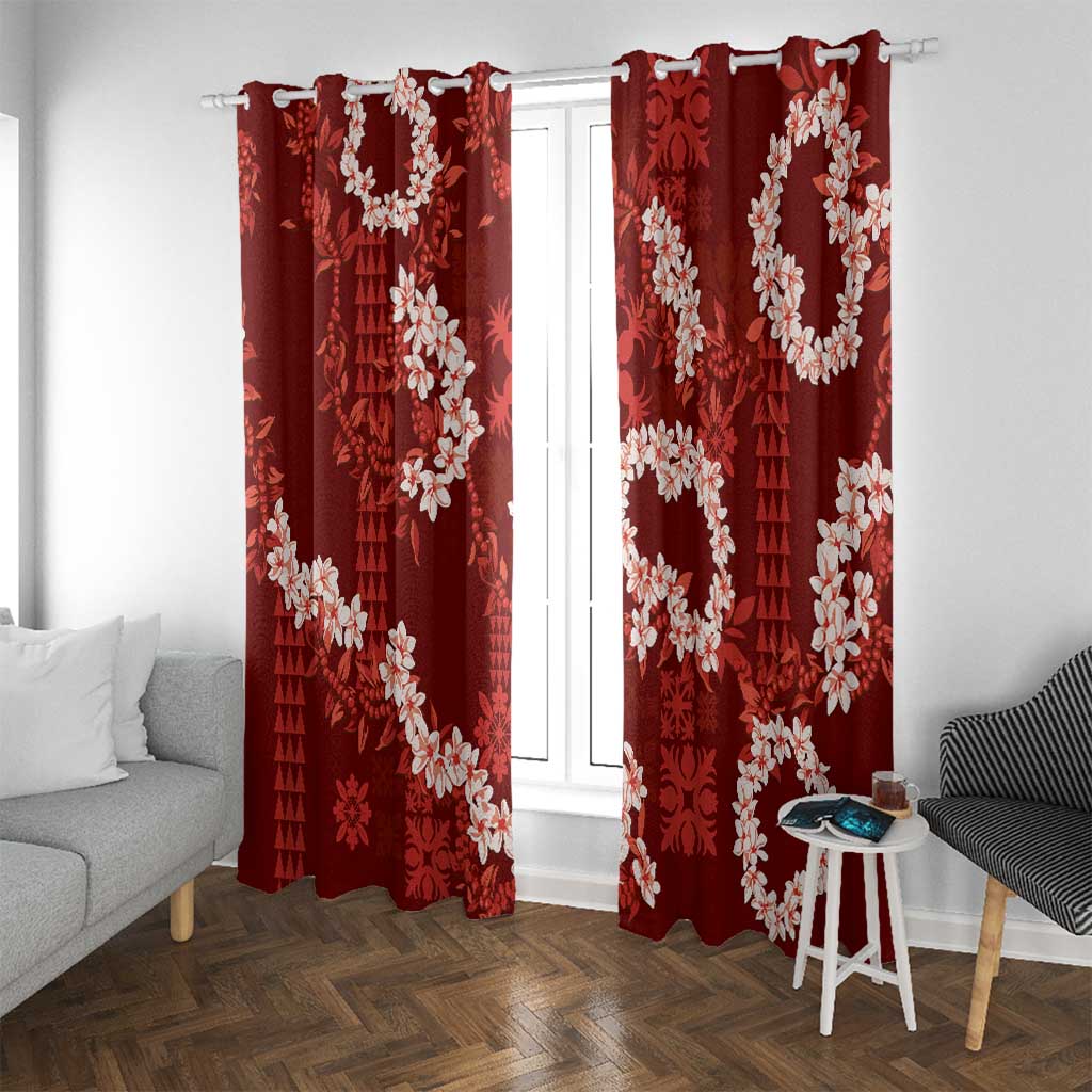 Mokihana Maile and Ilima Leis Window Curtain Ulaʻula Hawaiian Tapa Quilt Pattern - Polynesian Pride