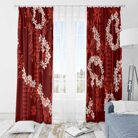 Mokihana Maile and Ilima Leis Window Curtain Ulaʻula Hawaiian Tapa Quilt Pattern - Polynesian Pride