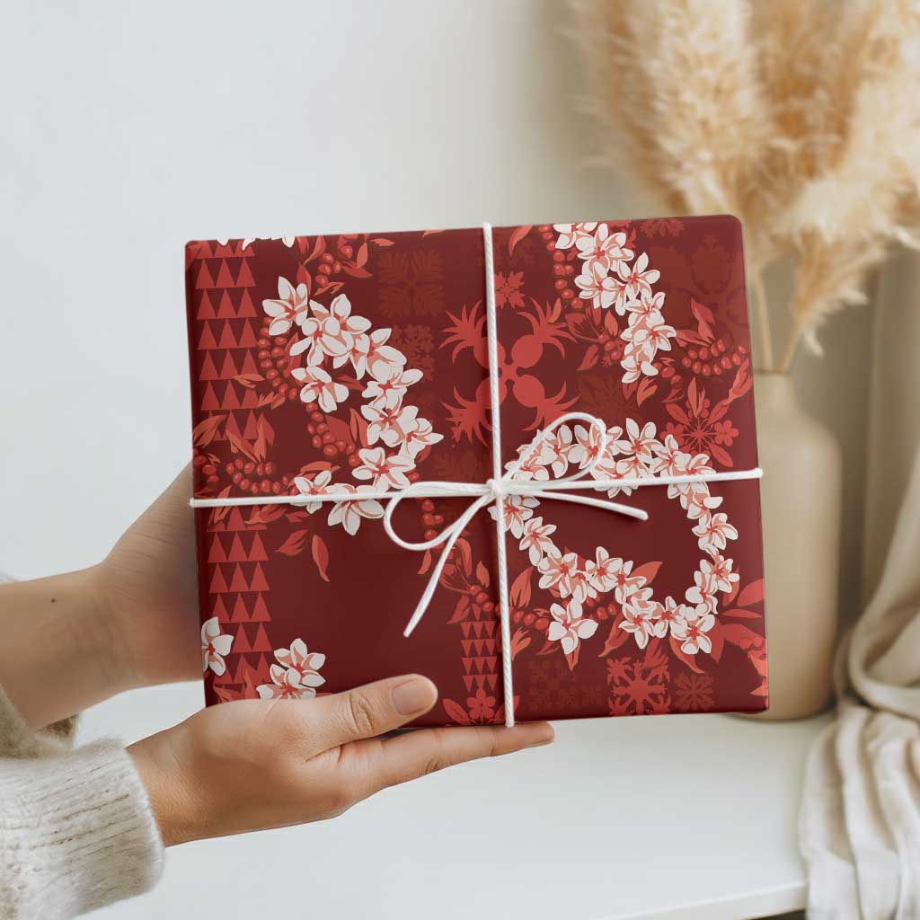 Mokihana Maile and Ilima Leis Wrapping Paper Ulaʻula Hawaiian Tapa Quilt Pattern - Polynesian Pride