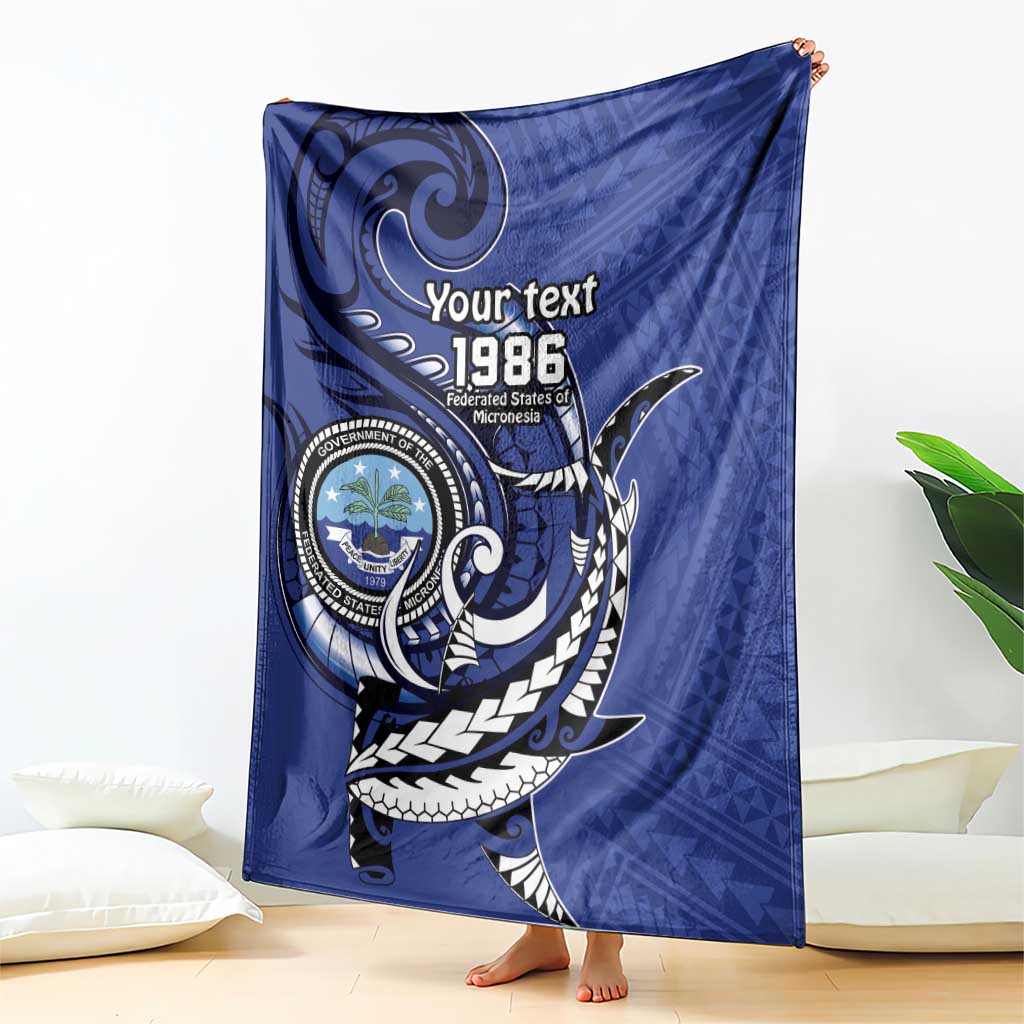 Personalized FSM 1986 Independence Day Blanket Polynesian Shark Tattoo Style