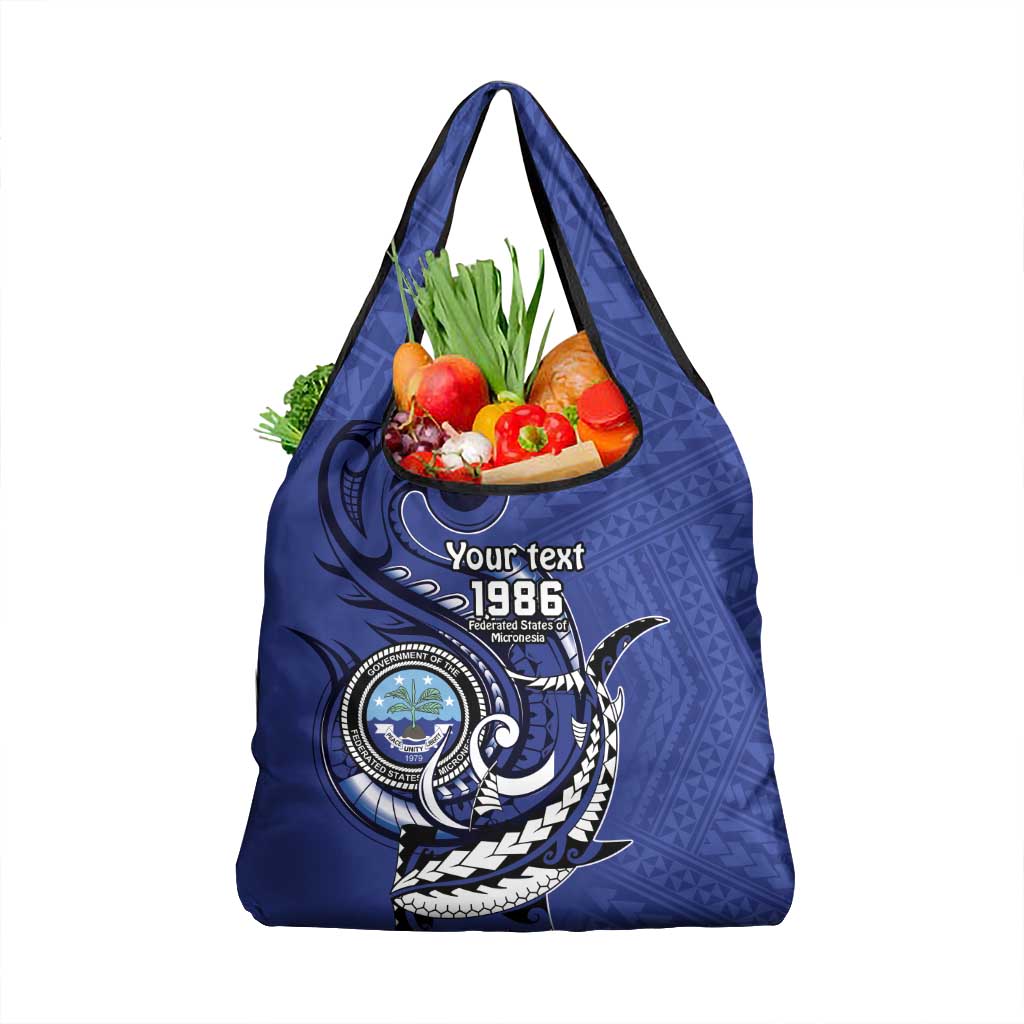 Personalized FSM 1986 Independence Day Grocery Bag Polynesian Shark Tattoo Style