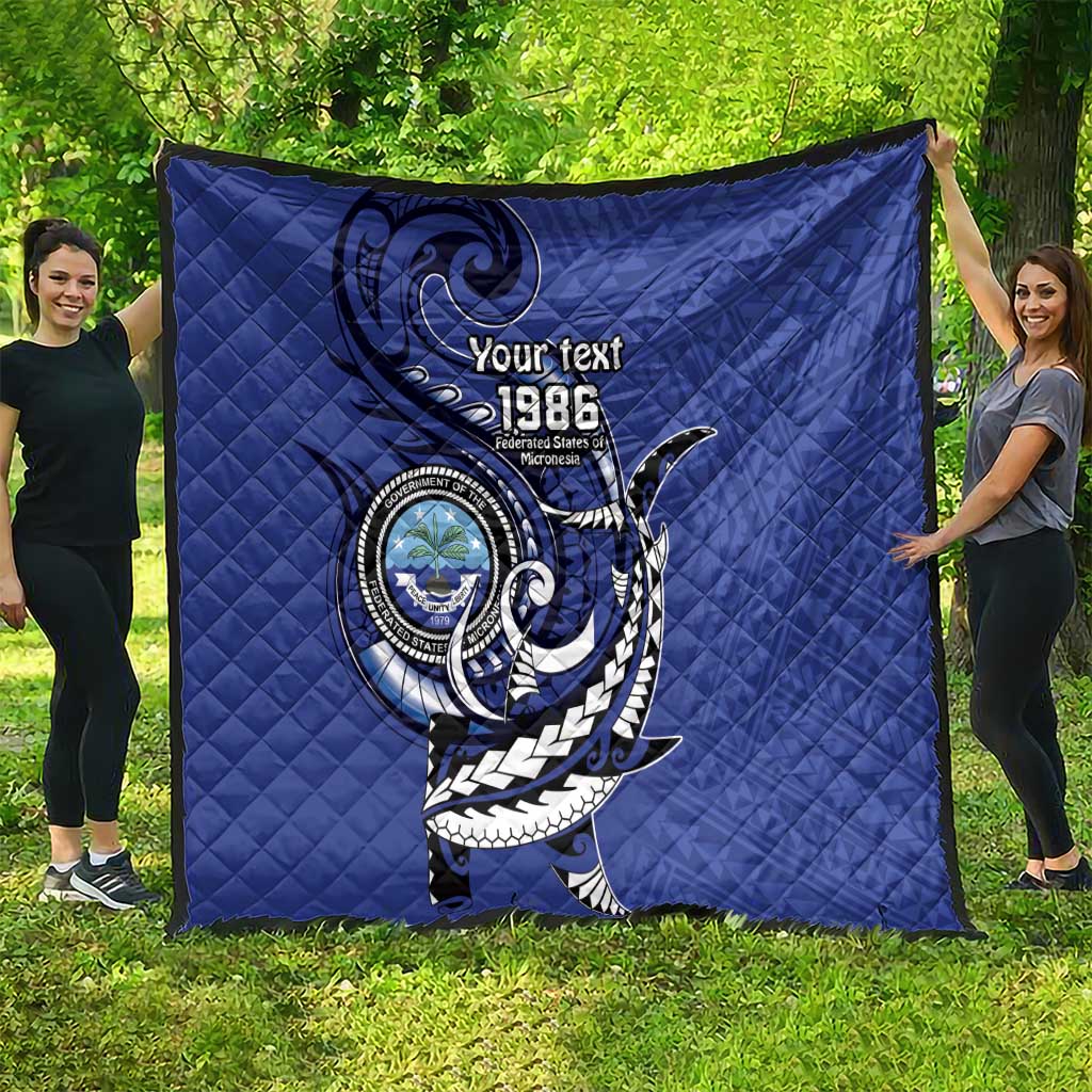 Personalized FSM 1986 Independence Day Quilt Polynesian Shark Tattoo Style