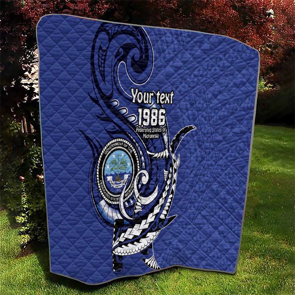 Personalized FSM 1986 Independence Day Quilt Polynesian Shark Tattoo Style