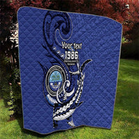 Personalized FSM 1986 Independence Day Quilt Polynesian Shark Tattoo Style
