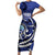 Personalized FSM 1986 Independence Day Short Sleeve Bodycon Dress Polynesian Shark Tattoo Style