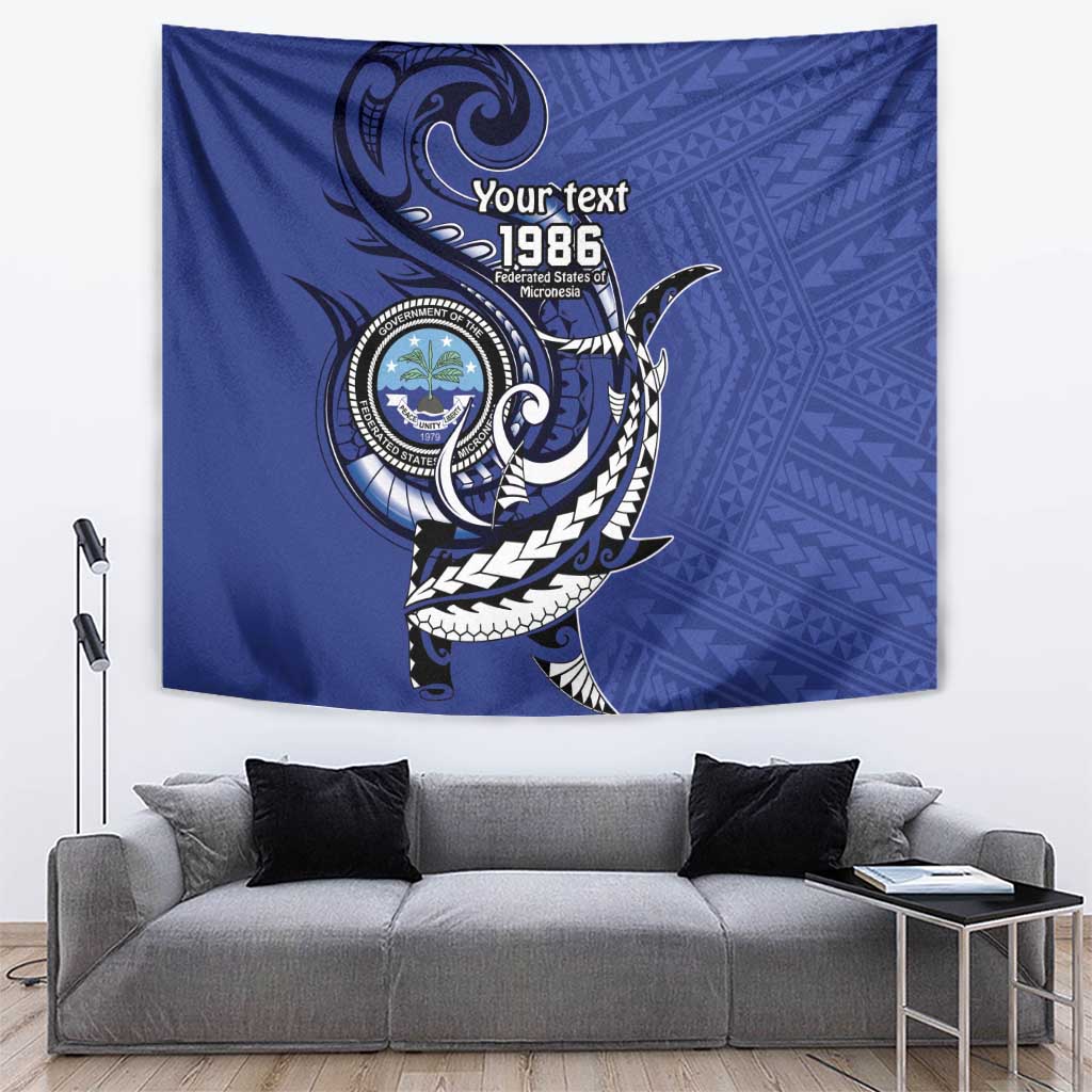 Personalized FSM 1986 Independence Day Tapestry Polynesian Shark Tattoo Style