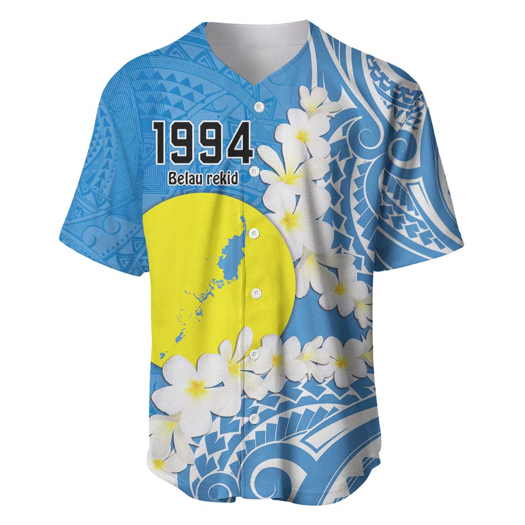 Personalized Palau 1994 Belau Rekid Baseball Jersey Polynesian Plumeria Style