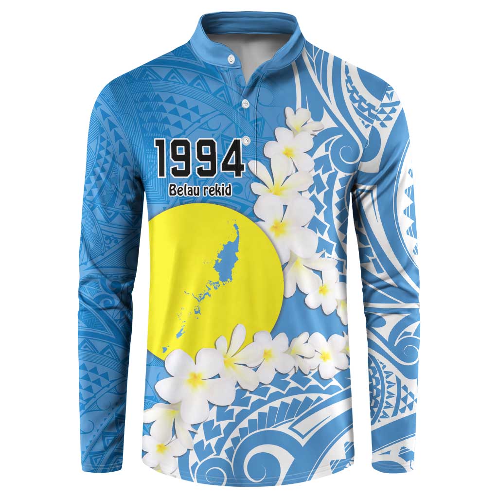 Personalized Palau 1994 Belau Rekid Button Sweatshirt Polynesian Plumeria Style