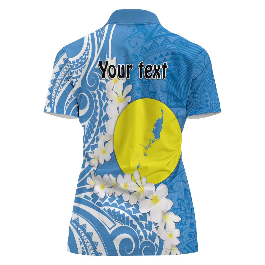 Personalized Palau 1994 Belau Rekid Women Polo Shirt Polynesian Plumeria Style