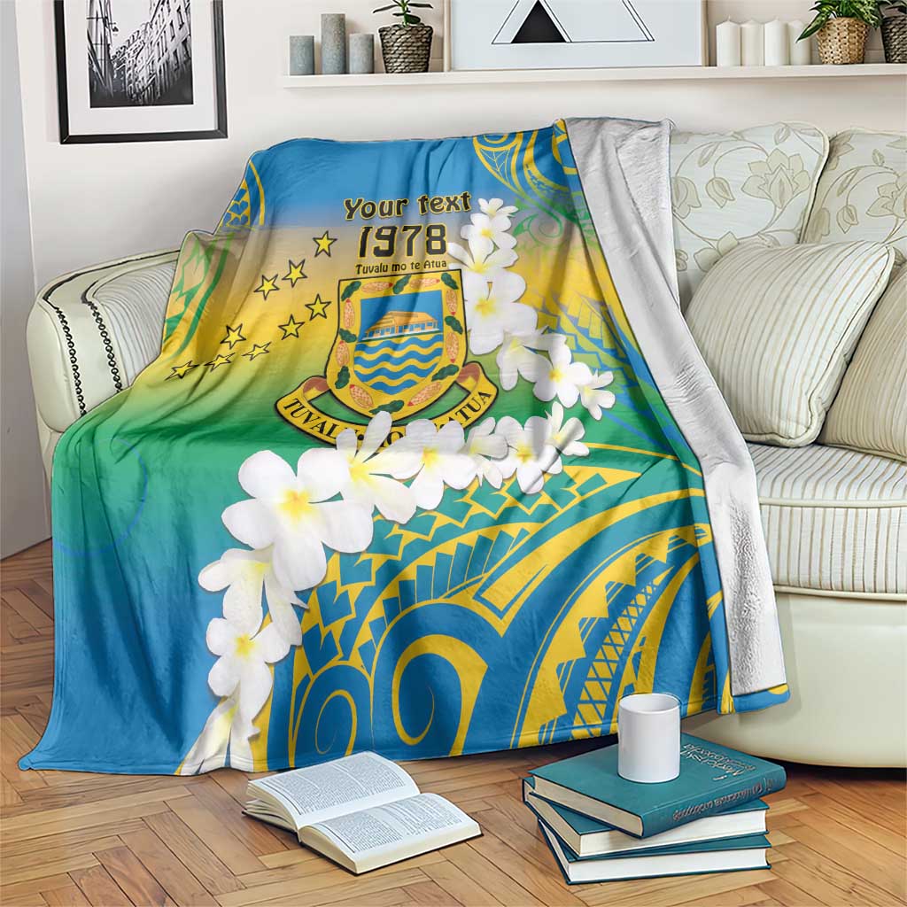 Personalised Tuvalu 1978 Independence Day Blanket Polynesian Plumeria Style LT9 Gradient - Polynesian Pride
