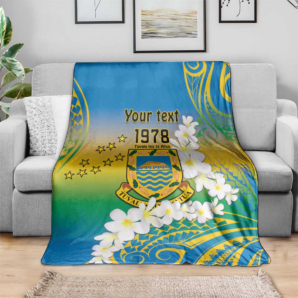 Personalised Tuvalu 1978 Independence Day Blanket Polynesian Plumeria Style LT9 - Polynesian Pride