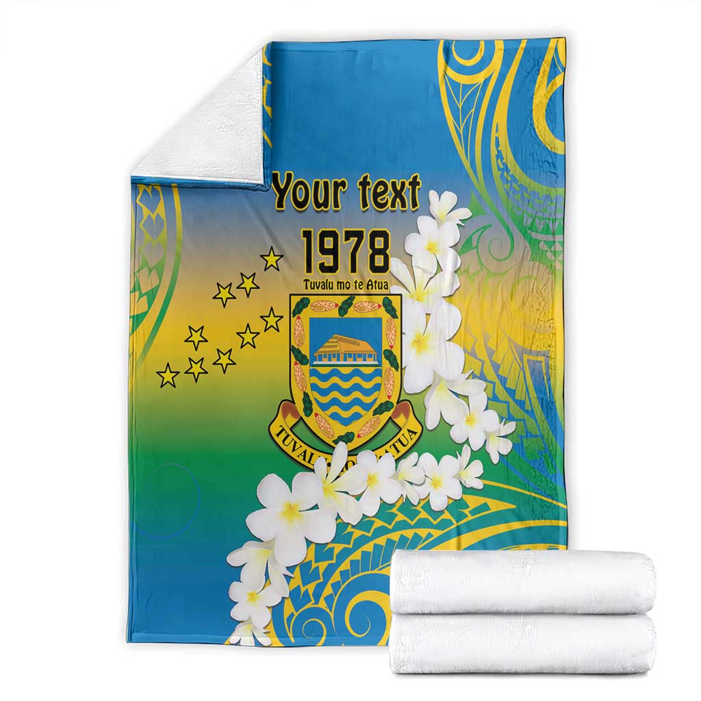 Personalised Tuvalu 1978 Independence Day Blanket Polynesian Plumeria Style LT9 - Polynesian Pride