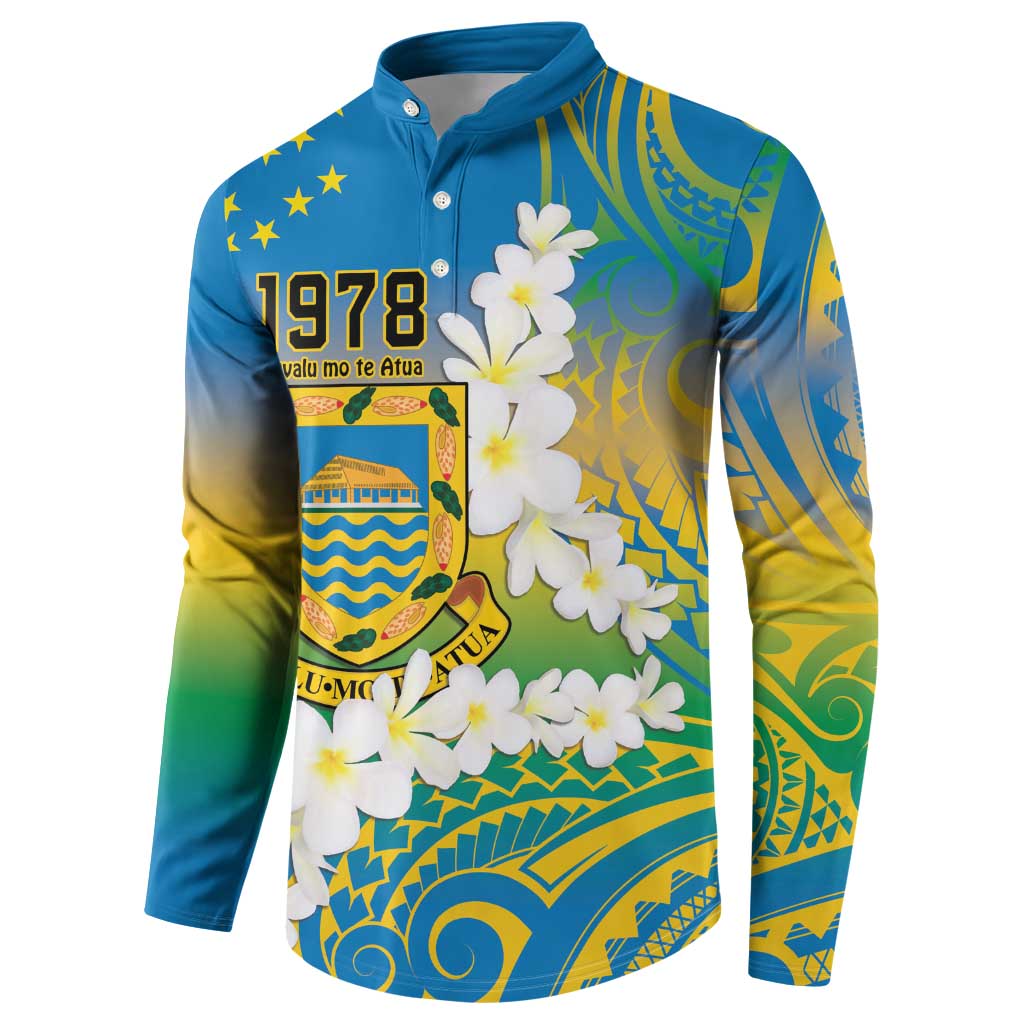 Personalised Tuvalu 1978 Independence Day Button Sweatshirt Polynesian Plumeria Style LT9 - Polynesian Pride