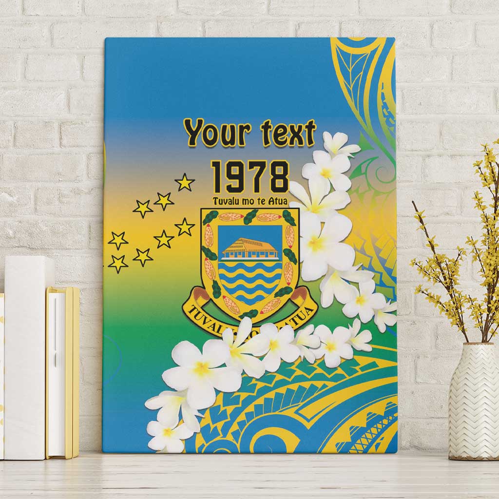 Personalised Tuvalu 1978 Independence Day Canvas Wall Art Polynesian Plumeria Style LT9 Without Frame Gradient - Polynesian Pride