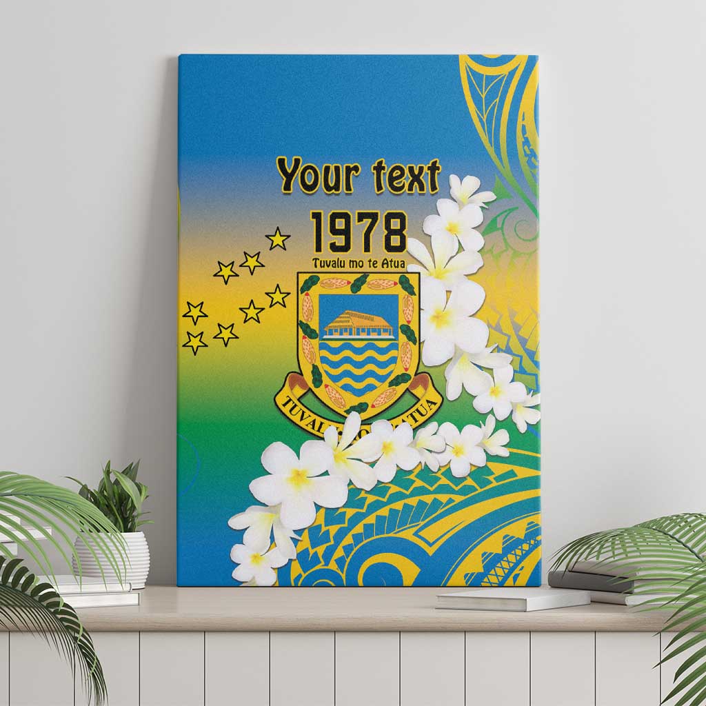 Personalised Tuvalu 1978 Independence Day Canvas Wall Art Polynesian Plumeria Style LT9 - Polynesian Pride