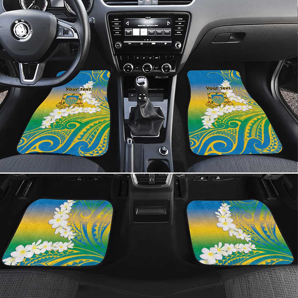 Personalised Tuvalu 1978 Independence Day Car Mats Polynesian Plumeria Style