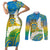 Personalised Tuvalu 1978 Independence Day Couples Matching Short Sleeve Bodycon Dress and Long Sleeve Button Shirt Polynesian Plumeria Style