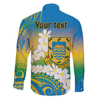 Personalised Tuvalu 1978 Independence Day Family Matching Long Sleeve Bodycon Dress and Hawaiian Shirt Polynesian Plumeria Style
