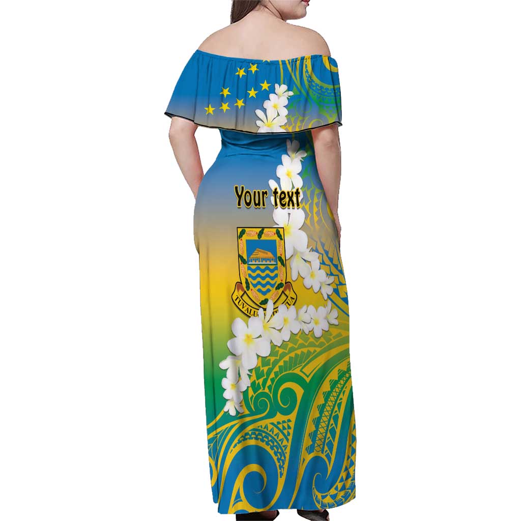 Personalised Tuvalu 1978 Independence Day Family Matching Off Shoulder Maxi Dress and Hawaiian Shirt Polynesian Plumeria Style