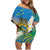 Personalised Tuvalu 1978 Independence Day Family Matching Off Shoulder Short Dress and Hawaiian Shirt Polynesian Plumeria Style