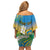 Personalised Tuvalu 1978 Independence Day Family Matching Off Shoulder Short Dress and Hawaiian Shirt Polynesian Plumeria Style