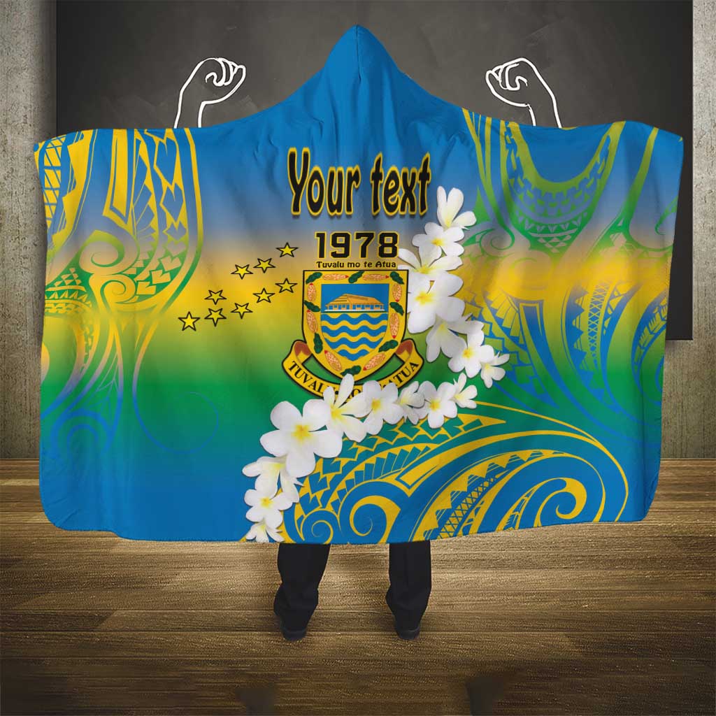 Personalised Tuvalu 1978 Independence Day Hooded Blanket Polynesian Plumeria Style LT9 - Polynesian Pride