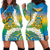 Personalised Tuvalu 1978 Independence Day Hoodie Dress Polynesian Plumeria Style LT9 - Polynesian Pride