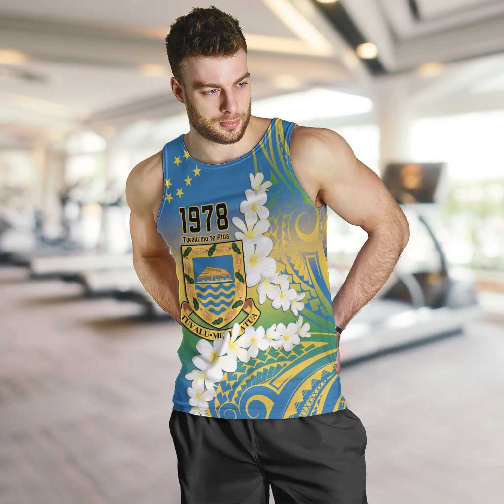 Personalised Tuvalu 1978 Independence Day Men Tank Top Polynesian Plumeria Style LT9 Gradient - Polynesian Pride