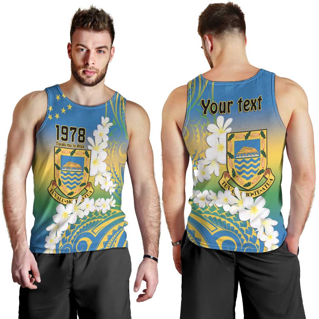 Personalised Tuvalu 1978 Independence Day Men Tank Top Polynesian Plumeria Style LT9 - Polynesian Pride