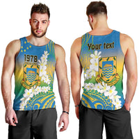 Personalised Tuvalu 1978 Independence Day Men Tank Top Polynesian Plumeria Style LT9 - Polynesian Pride