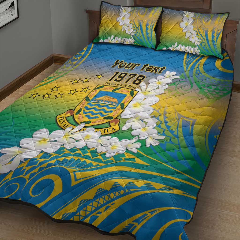 Personalised Tuvalu 1978 Independence Day Quilt Bed Set Polynesian Plumeria Style LT9 - Polynesian Pride
